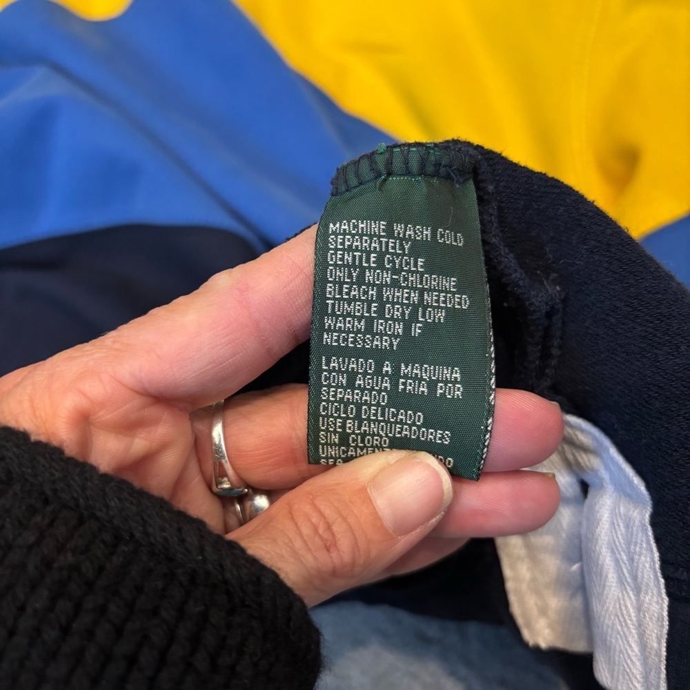 Lauren Ralph Lauren 3X Hoodie Yellow and Blue Color Block Sweatshirt - Picture 13 of 13
